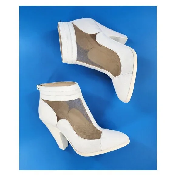 MISSONI NWOB Pony Hair Suede Mesh Panel White Bootie - Picture 7 of 15